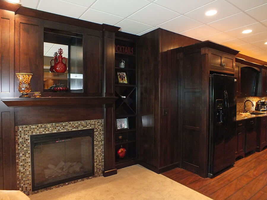Custom made cabinets for living room in Cleveland home