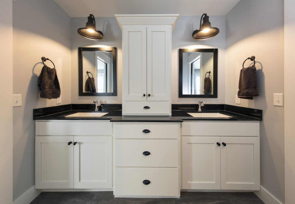 bathroom cabinets, custom made for Cleveland home