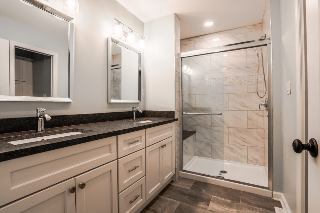 beautiful bathroom light cream cabinets