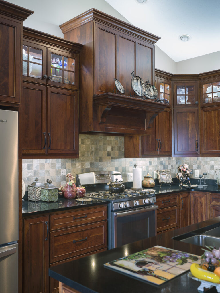 beautiful Custom Cabinetry set in kitchen made by our workers