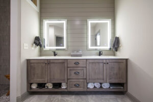 cultured neutral brownish grey cabinets for your Lakeside bathroom